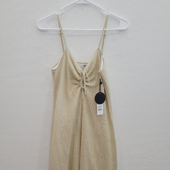 NWT Amuse Society Sand Gold Down Four Drawstring Midi Dress Women's Size Small - Picture 4 of 14